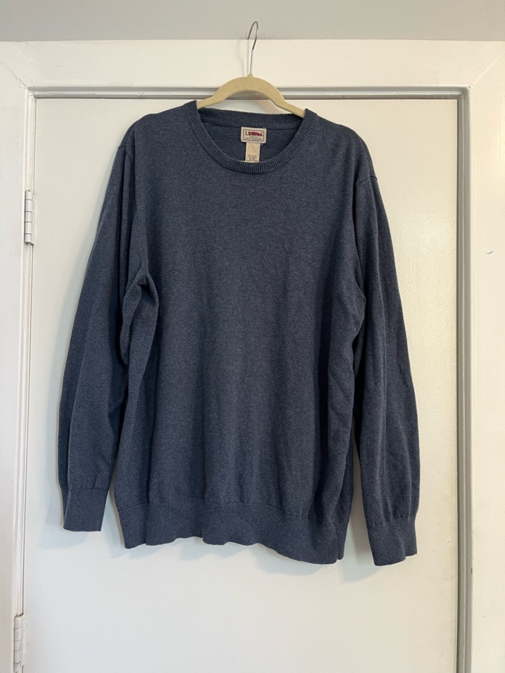 L.L. Bean Men's Crewneck Sweater blue cotton cashmere extra large XL